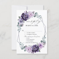 Purple Silver Floral Blooms Geometric Wedding