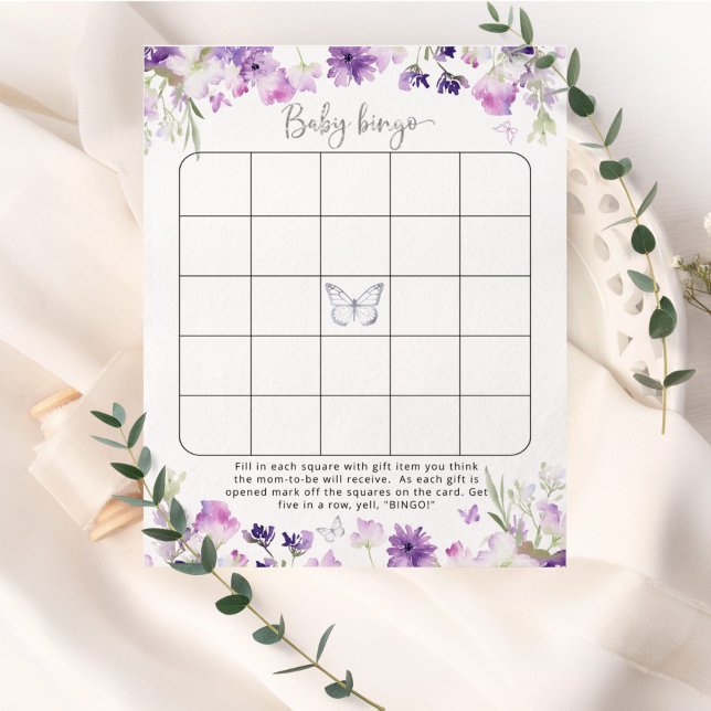 Purple silver floral butterfly baby bingo (Creator Uploaded)