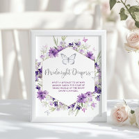 Purple silver floral Butterfly Midnight diapers Po