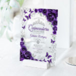 Purple Silver Floral Quinceanera Acrylic Invitations<br><div class="desc">Purple silver and white Quinceanera celebration invitation. Features script font,  silver butterflies,  watercolor roses and tiara. Perfect for an elegant princess style glam celebration. Personalize with your own details. Stylish transparent or frosted acrylic invitations.</div>