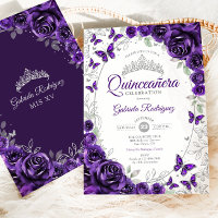 Purple Silver Floral Quinceanera