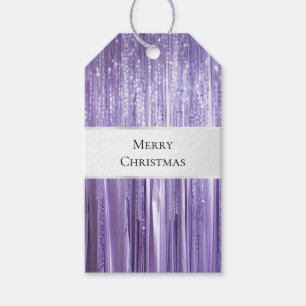 Purple Silver Glam Tinsel Stripes Gift Tags