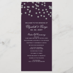 Purple Silver Glitter Confetti Elegant Wedding Programme