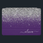 Purple Silver Glitter Girly Glam Monogram  iPad Pro Cover<br><div class="desc">Silver and Purple Faux Foil Metallic Sparkle Glitter Script Monogram Name Laptop Case. This makes the perfect sweet 16 birthday,  wedding,  bridal shower,  anniversary,  baby shower or bachelorette party gift for someone that loves glam luxury and chic styles.</div>