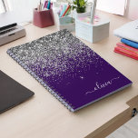 Purple Silver Glitter Girly Monogram Name Notebook<br><div class="desc">Purple and Silver Sparkle Glitter Script Monogram Name Spiral Notebook Planner. This makes the perfect sweet 16 birthday,  wedding,  bridal shower,  anniversary,  baby shower or bachelorette party gift for someone that loves glam luxury and chic styles.</div>