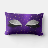 Purple Silver Glitter Makeup Lashes Swarovski Dots Lumbar Cushion (Back)