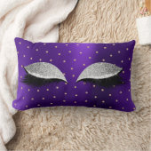 Purple Silver Glitter Makeup Lashes Swarovski Dots Lumbar Cushion (Blanket)