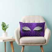 Purple Silver Glitter Makeup Lashes Swarovski Dots Lumbar Cushion (Chair)