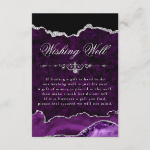 Purple & Silver Glitter Marble Agate Wishing Well Enclosure Card