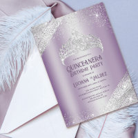 Purple Silver Glitter Princess Tiara Quinceañera