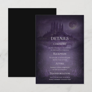 Purple Silver Gothic Romance Wedding Details Card