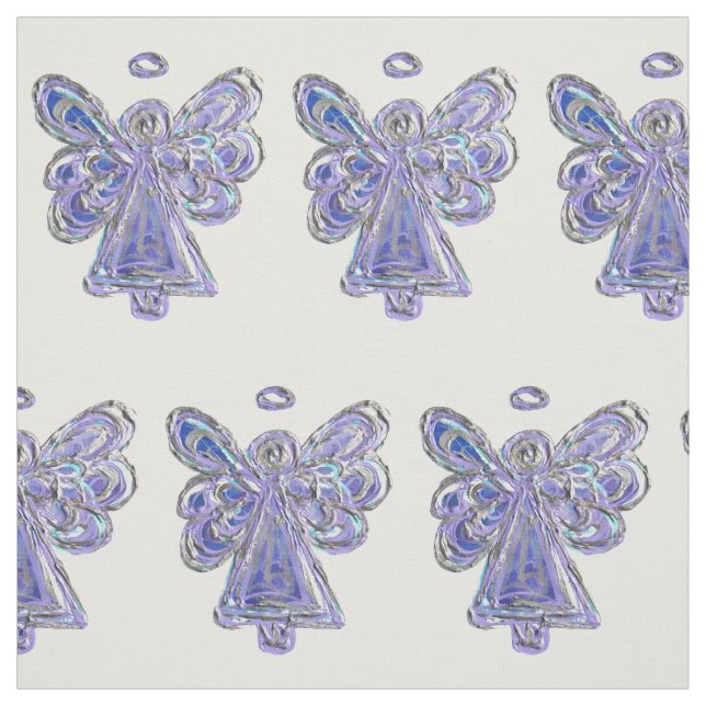 Purple Silver Guardian Angel Art Fabric Material (Swatch)
