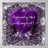 Purple & Silver Heart Sparkle Party