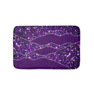 Purple Silver Luxury Elegant Liquid Texture Bath Mat