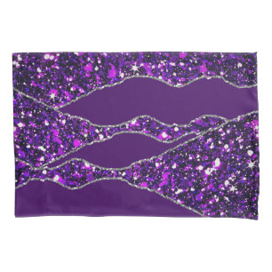 Purple Silver Luxury Elegant Liquid Texture  Pillowcase