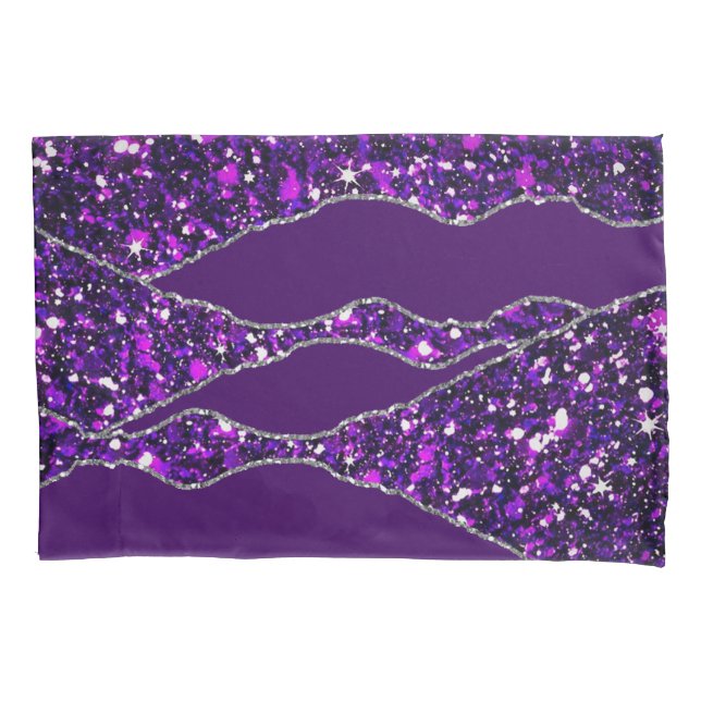 Purple Silver Luxury Elegant Liquid Texture  Pillowcase (Front)