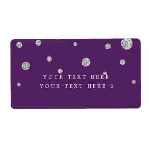 Purple & Silver Modern Dots Party Package Label