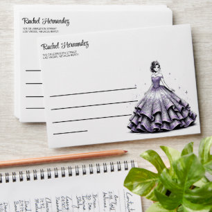 Purple & Silver Quinceañera Girl Envelope