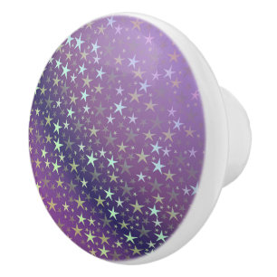 purple+silver,shiny, bright, star, colour, decorat ceramic knob