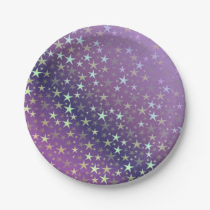 purple+silver,shiny, bright, star, colour, decorat paper plate