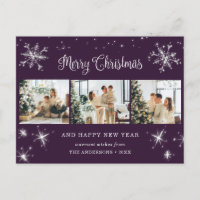 Purple Silver Snowflake Photo Collage