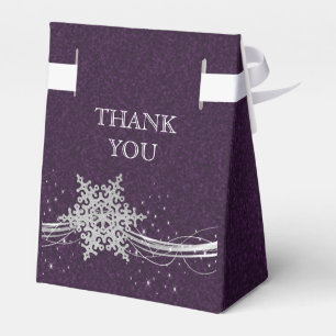 purple Silver Snowflakes Winter wedding favour box