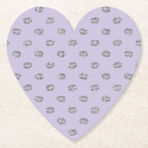 Purple Silver Sparkle Lips Birthday Paper Coaster