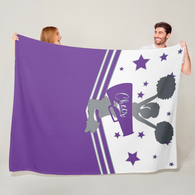 Purple & Silver Stars Cheer Cheer-leading Girls Fleece Blanket (In Situ)