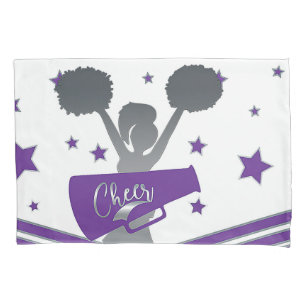Purple & Silver Stars Cheer Cheer-leading Girls Pillowcase