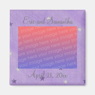 Purple Silver Stars, Save the date photo magnets