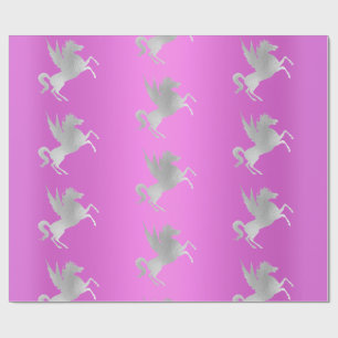PURPLE SILVER UNICORN BIRTHDAY WEDDING WRAP WRAPPING PAPER
