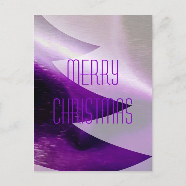 Purple Silver White Christmas Tree Elegant Stylish Holiday Postcard (Front)