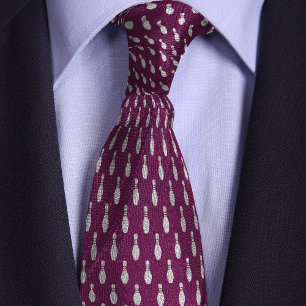 Purple Simple Bowling Pin Design Tie