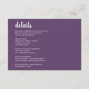 Purple Simple Calligraphy Modern Wedding    Enclosure Card