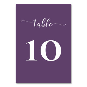Purple Simple Calligraphy Modern Wedding  Table Number