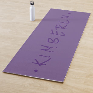 Purple Simple Casual Handwriting Name Yoga Mat
