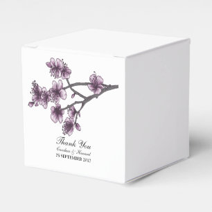 Purple Simple Cherry Blossoms Favour Boxes