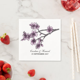 Purple Simple Cherry Blossoms Paper Napkins