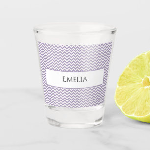 Purple Simple Chevron Personalised Shot Glass