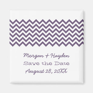 Purple Simple Chevron Save the Date Magnet