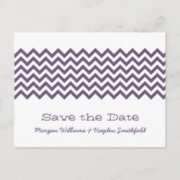 Purple Simple Chevron Save the Date Postcard