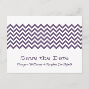 Purple Simple Chevron Save the Date Postcard
