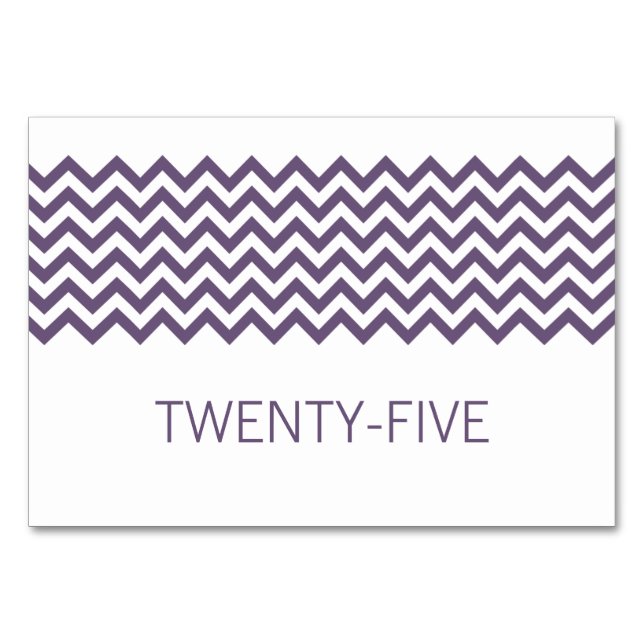 Purple Simple Chevron Table Card (Front)