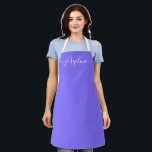 Purple Simple Chic Elegant script Name Apron<br><div class="desc">She'll love a personalised apron as she bakes those goodies,  cooks delicious dishes,  or works with her plants. A perfect gift to encourage her talents. White script for the name with long-tail embellishments on purple.</div>