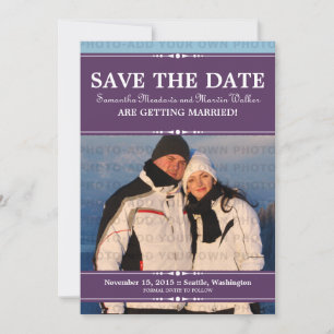 Purple Simple Chic Photo Save the Date Invite