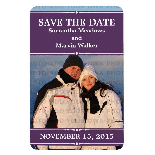 Purple Simple Chic Photo Save the Date Magnet (Vertical)