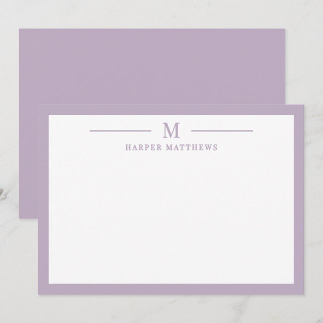 Purple Simple Classic Stationery Card (Front/Back)