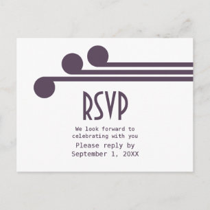 Purple Simple Deco Chic RSVP Postcard
