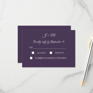 Purple Simple Elegant Minimalist Modern RSVP Card