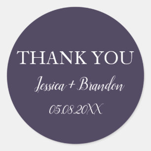 Purple Simple Elegant Minimalist Wedding  Classic Round Sticker